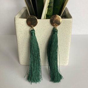Green Fringe Earrings